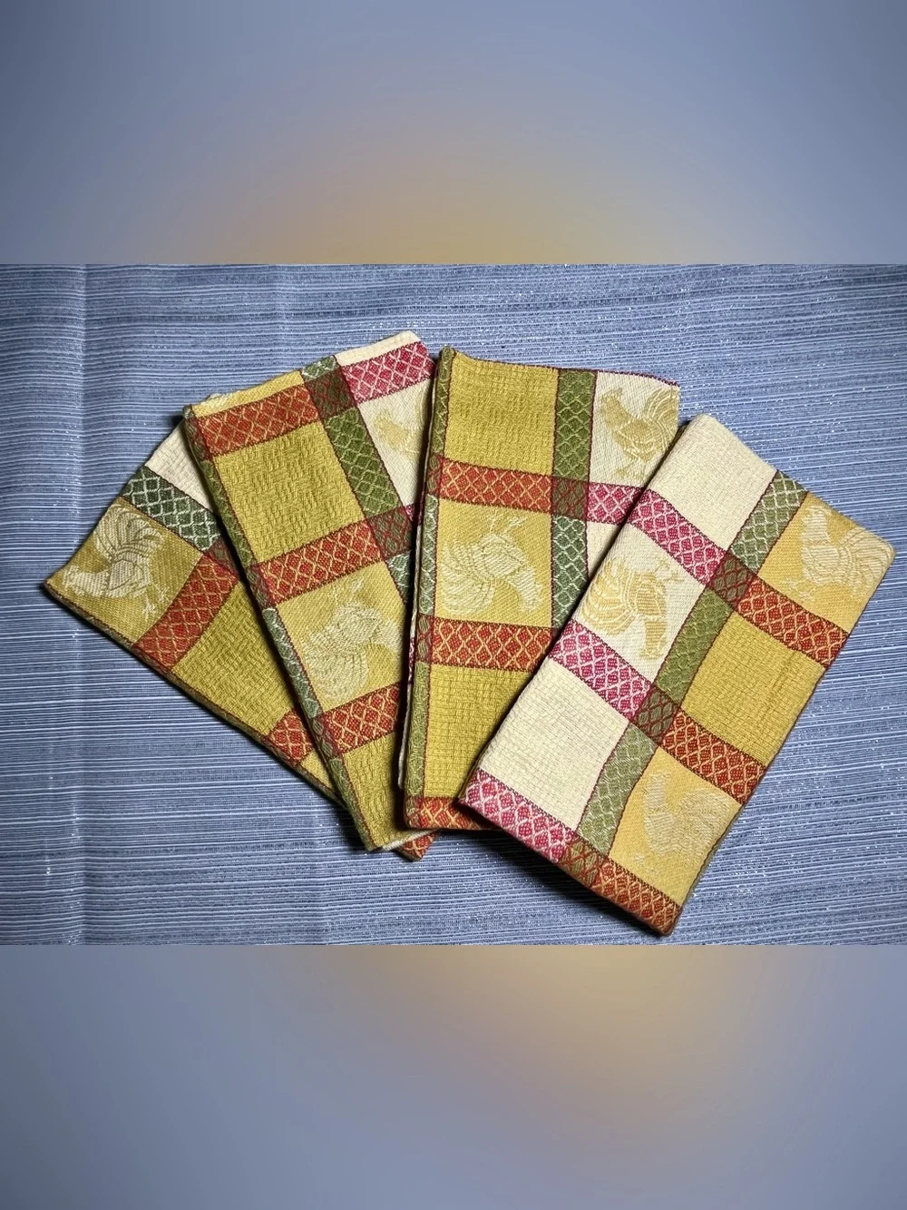 Rooster Chicken Hen Cloth Napkins Set 4 Farmhouse Cottage Country 17” NEW